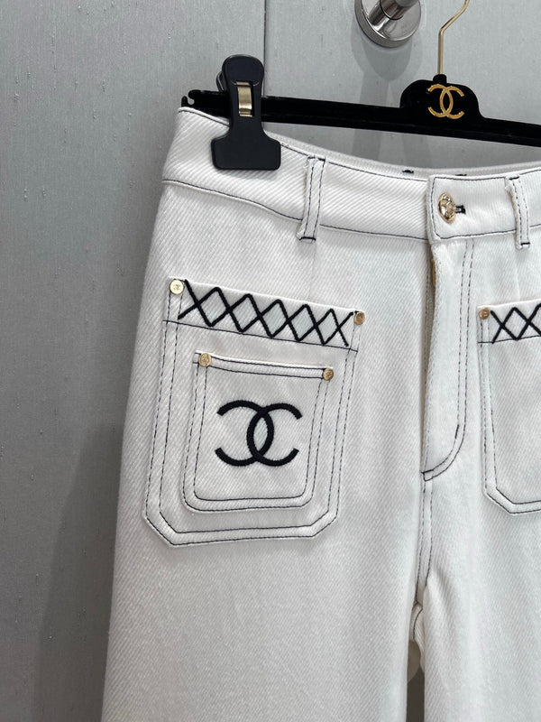 CC 25 Straight Jeans White Cotton