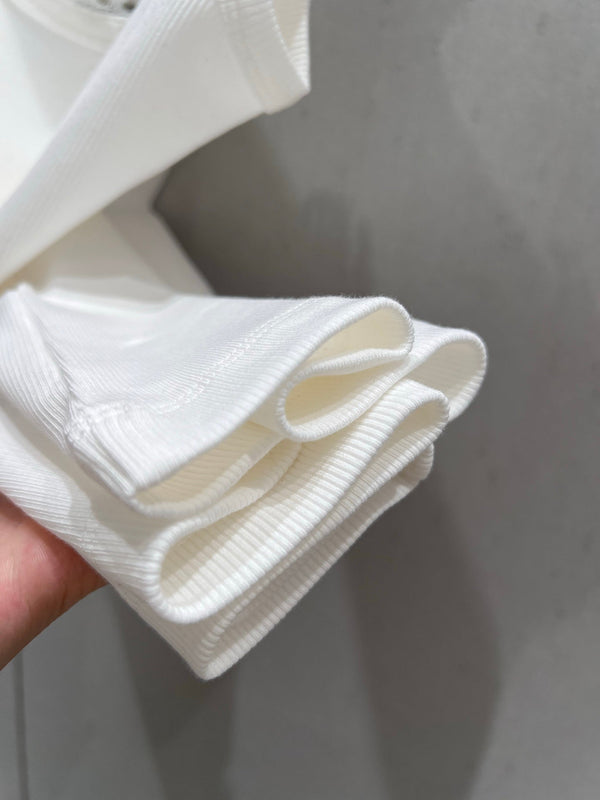 Celine 25 Lace Vest Camisole White Cotton Silk 215160