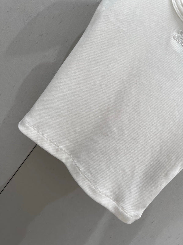 Celine 25 Lace Vest Camisole White Cotton Silk 215160