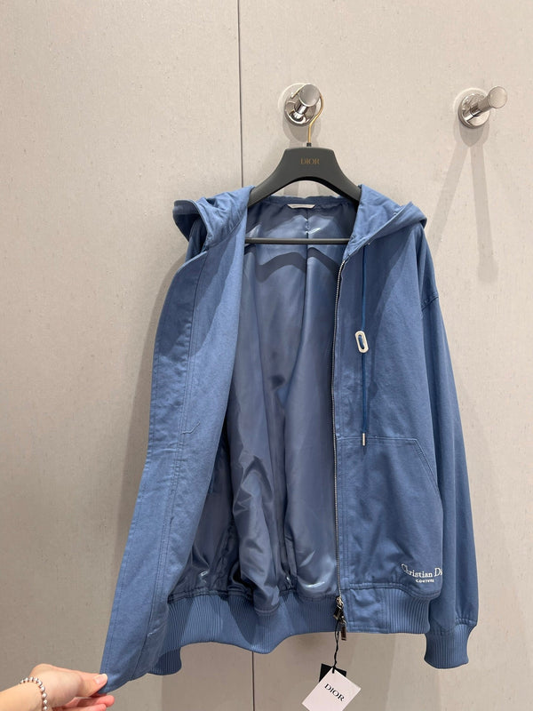 CD 25 Hooded Zipper Jacket Blue Cotton Polyester 215267