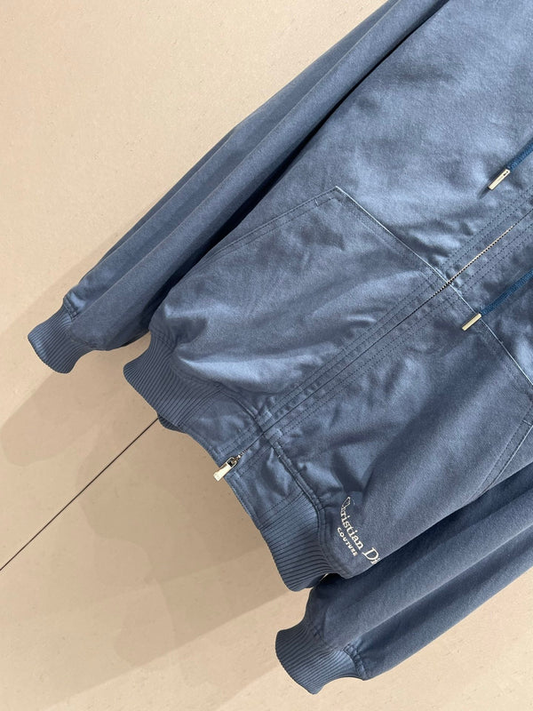 CD 25 Hooded Zipper Jacket Blue Cotton Polyester 215267