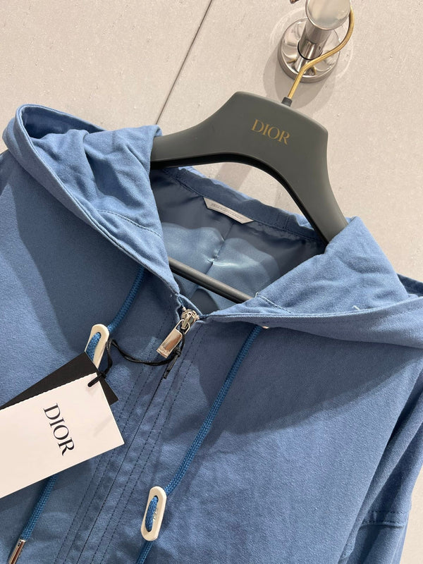 CD 25 Hooded Zipper Jacket Blue Cotton Polyester 215267