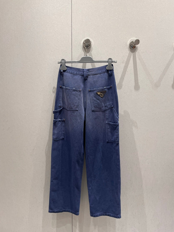 Prada 25 Pant Blue Cotton 215589