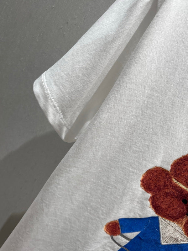 Gucci 25 Cartoon Fun Teddy Print Short-sleeved T-shirt White Cotton 215692