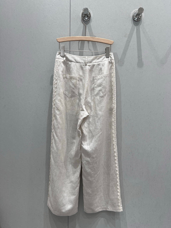 CD 2025 Straight Trouser White Linen Tencel 216454
