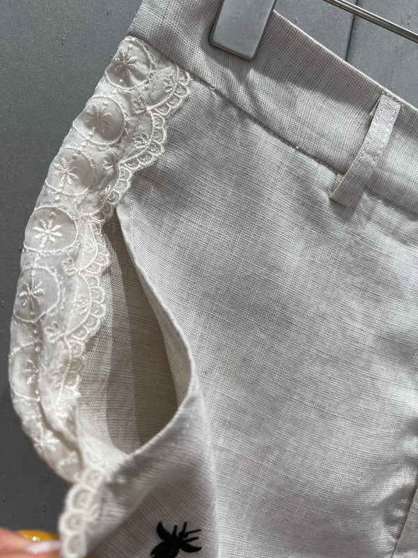 CD 2025 Straight Trouser White Linen Tencel 216454