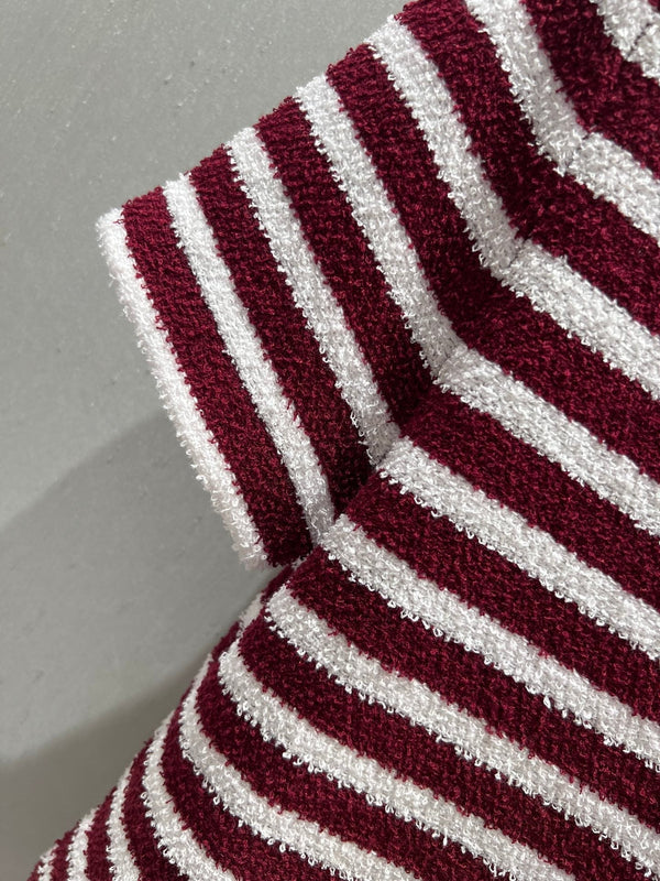 Prada 25 Yarn Striped Round Neck Knit Top White mix Red Cotton Poliamide 217770