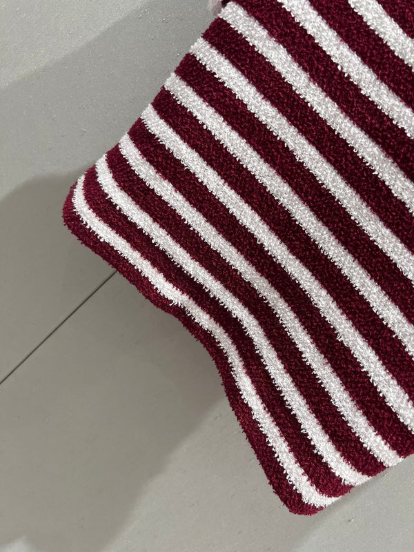 Prada 25 Yarn Striped Round Neck Knit Top White mix Red Cotton Poliamide 217770