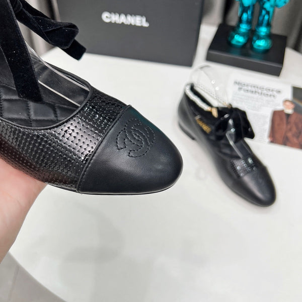 CC Mary Jane Nero con Perle in Pelle di Agnello e Vacchetta