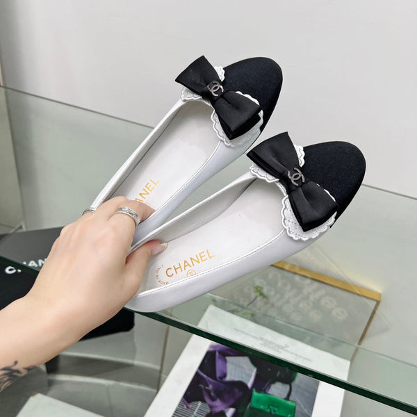 CC Ballet Flats White Lambskin