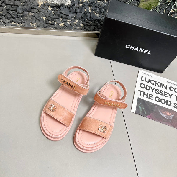 CC 25A Sandals Pink Horse Fur Leather 338602