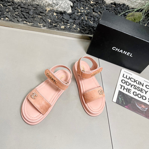 CC 25A Sandals Pink Horse Fur Leather 338602