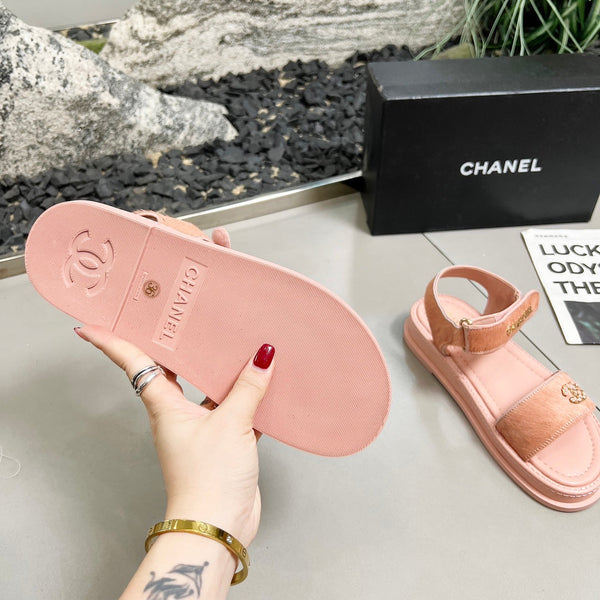 CC 25A Sandals Pink Horse Fur Leather 338602