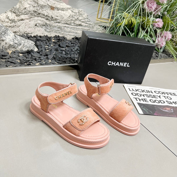 CC 25A Sandals Pink Horse Fur Leather 338602