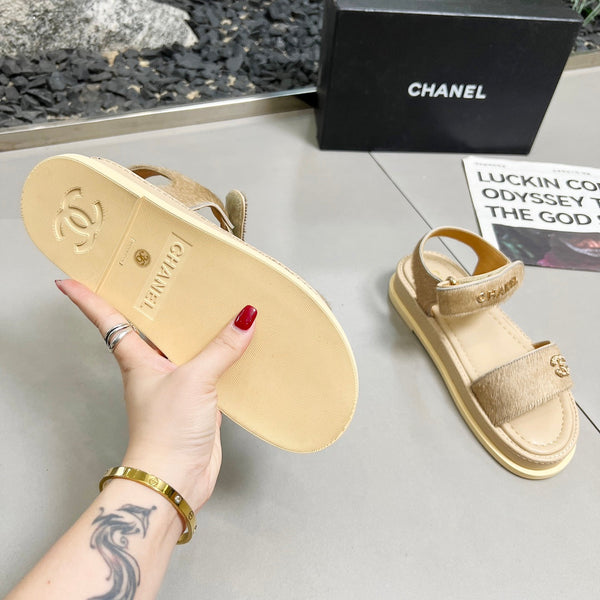 CC 25A Sandals Beige Horse Fur Leather 338605