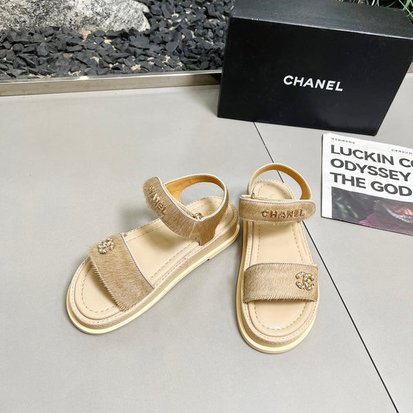 CC 25A Sandals Beige Horse Fur Leather 338605