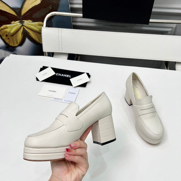 CC Platform Loafers 70mm White Sheepskin 459434