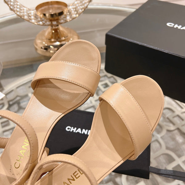 CC 25C 5CM Sandali con tacco medio in pelle italiana color crema 213317