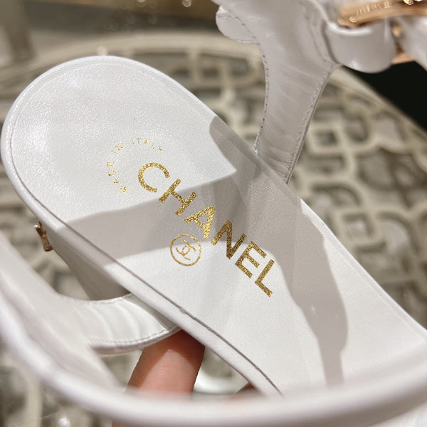 CC 25C 10CM Sandali con tacco medio in pelle italiana bianca 213319