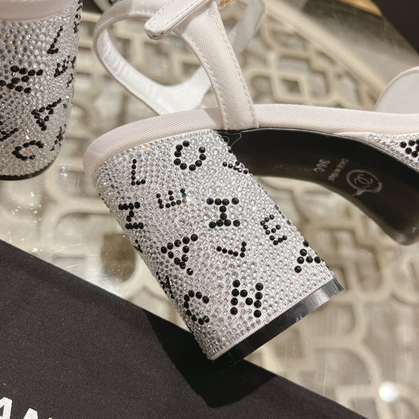 CC 25C 10CM Sandali con tacco medio Tessuto bianco 213325