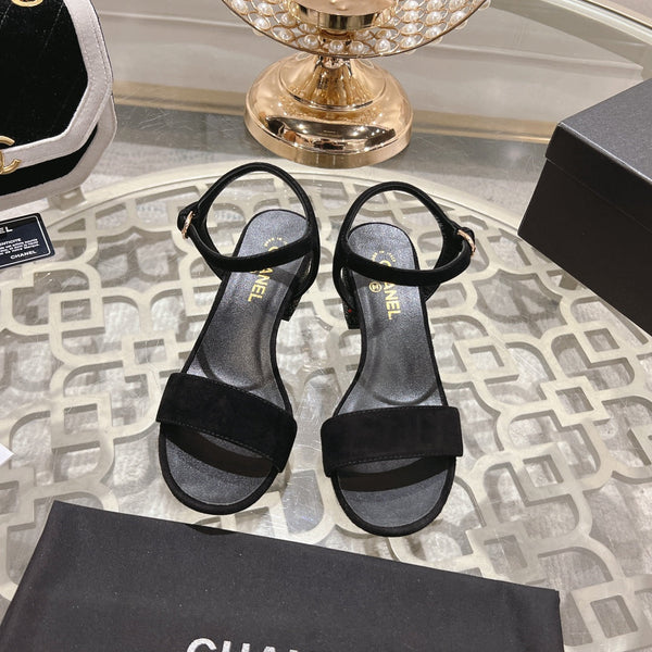 CC 25C 5CM Sandali con tacco medio in pelle scamosciata nera 213327