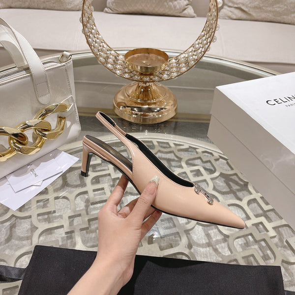 SLINGBACK ALTO 5 CM IN PELLE DI VITELLO COLOR SEPPIA