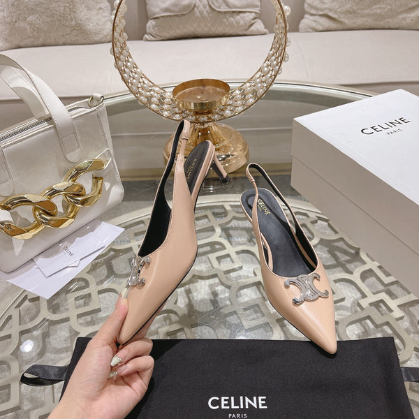 SLINGBACK ALTO 5 CM IN PELLE DI VITELLO COLOR SEPPIA