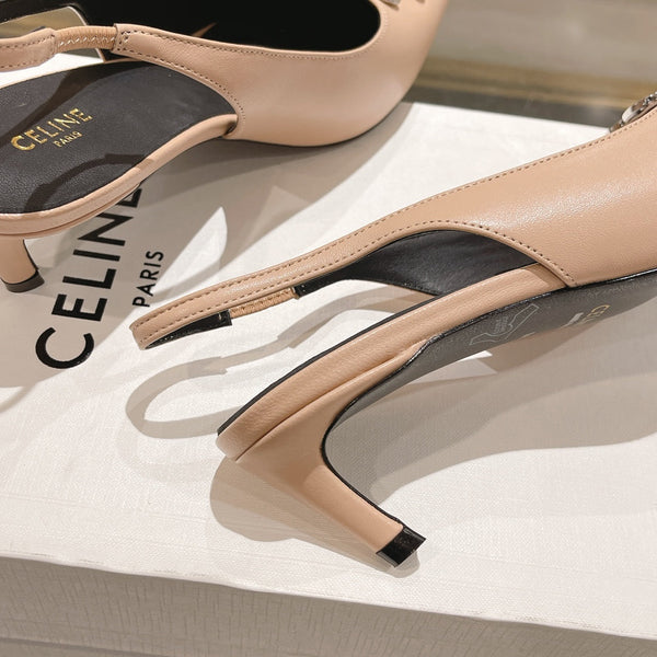 SLINGBACK ALTO 5 CM IN PELLE DI VITELLO COLOR SEPPIA