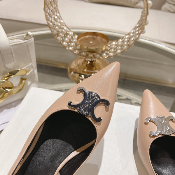 SLINGBACK ALTO 5 CM IN PELLE DI VITELLO COLOR SEPPIA