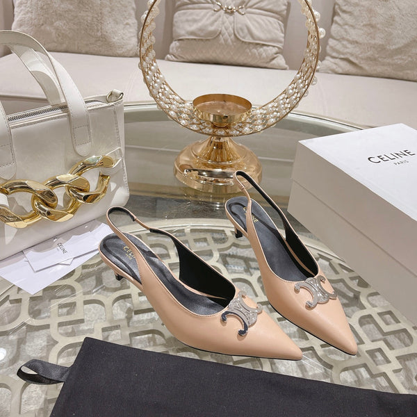 SLINGBACK ALTO 5 CM IN PELLE DI VITELLO COLOR SEPPIA