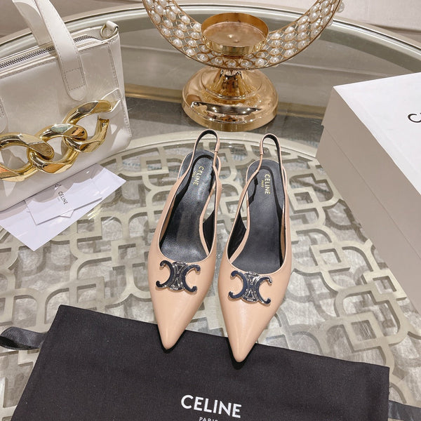 SLINGBACK ALTO 5 CM IN PELLE DI VITELLO COLOR SEPPIA