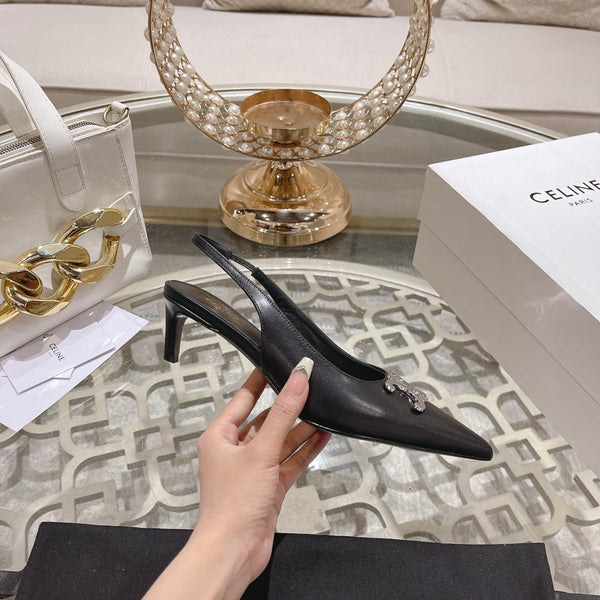 SLINGBACK ALTO 5 CM IN PELLE DI VITELLO NERA