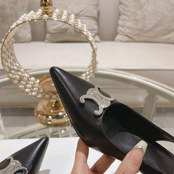 SLINGBACK ALTO 5 CM IN PELLE DI VITELLO NERA