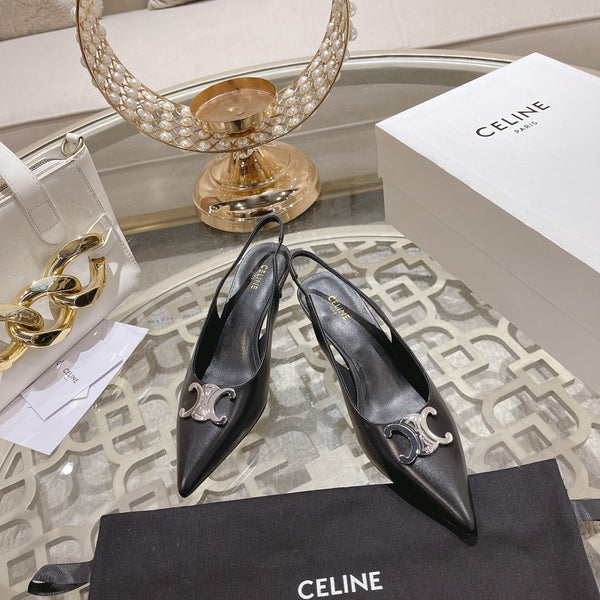 SLINGBACK ALTO 5 CM IN PELLE DI VITELLO NERA