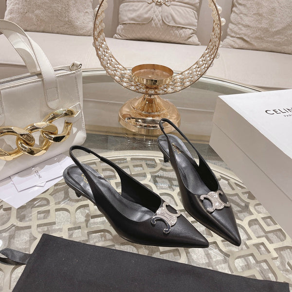 SLINGBACK ALTO 5 CM IN PELLE DI VITELLO NERA