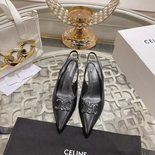 SLINGBACK ALTO 5 CM IN PELLE DI VITELLO NERA