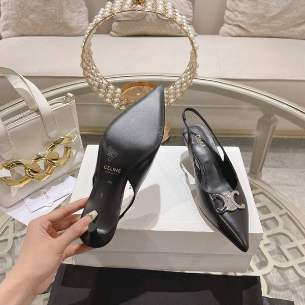 SLINGBACK ALTO 5 CM IN PELLE DI VITELLO NERA