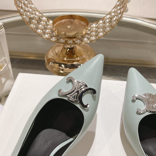 SLINGBACK ALTO 5 CM IN VITELLO CIPRIA