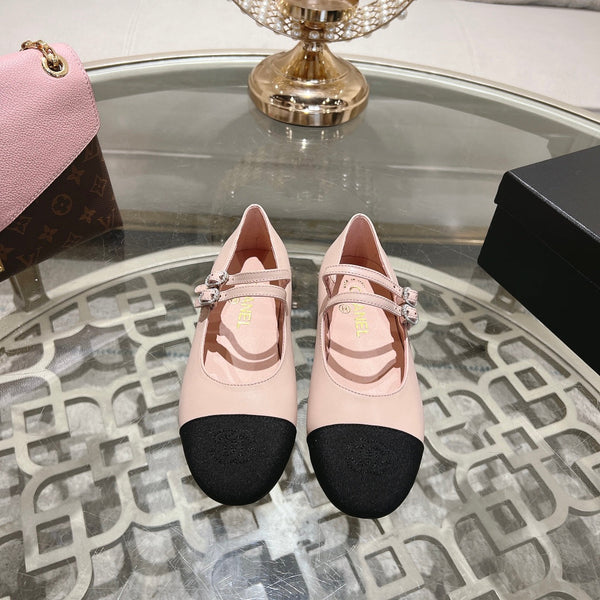 mary janes double buckle light pink calfskin black grosgrain