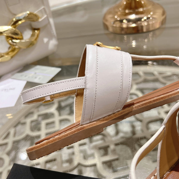 LYMPIA TRIOMPHE THONG IN CALFSKIN WHITE