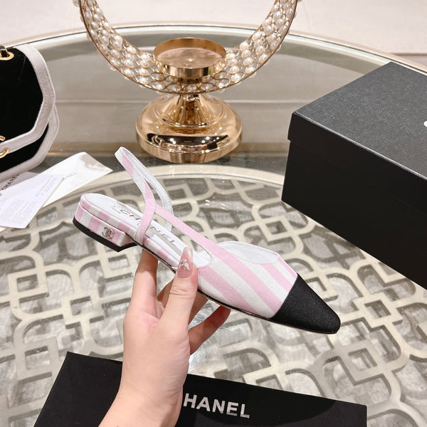 CC SLINGBACK IN WHITE MIX LIGHT PINK FABRIC