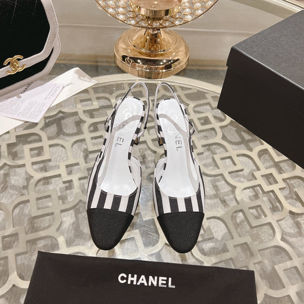 CC HIGH SLINGBACK IN WHITE MIX BLACK FABRIC