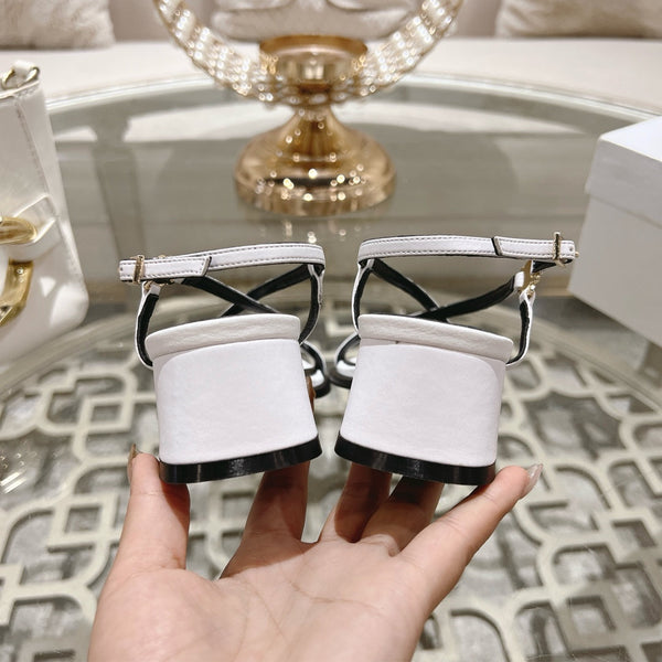 SANDALO ALTO 45MM IN PELLE DI AGNELLO BIANCA