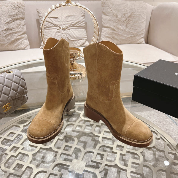 Stivaletti CC in pelle scamosciata beige scuro 40mm