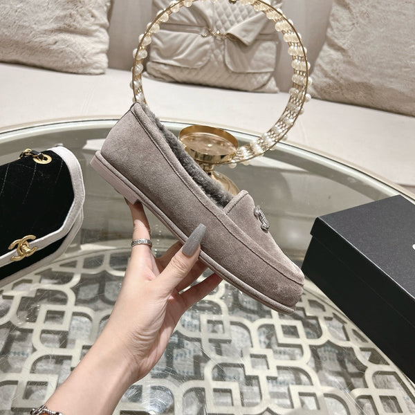 CC 25A Mocassino in pelle scamosciata Sherpa grigia