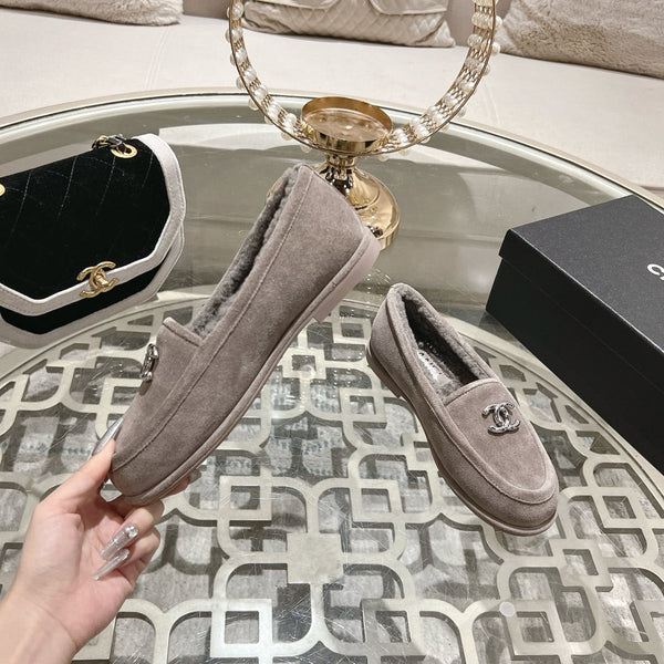 CC 25A Mocassino in pelle scamosciata Sherpa grigia