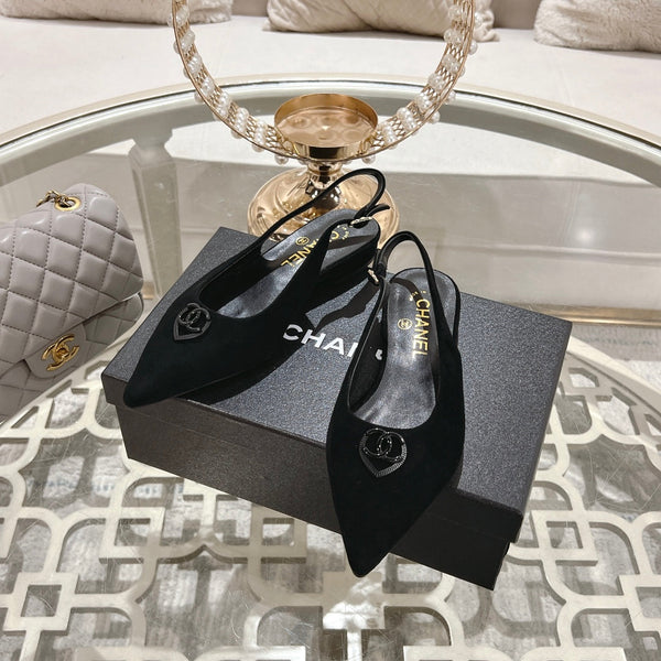 CC 25C Slingback Flats in pelle scamosciata nera 213332
