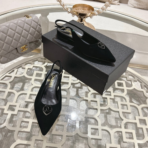 CC 25C Slingback Flats in pelle scamosciata nera 213332
