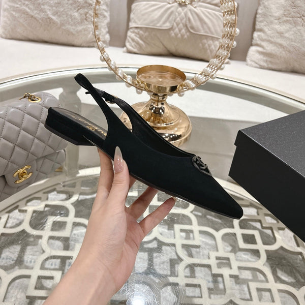 CC 25C Slingback Flats in pelle scamosciata nera 213332