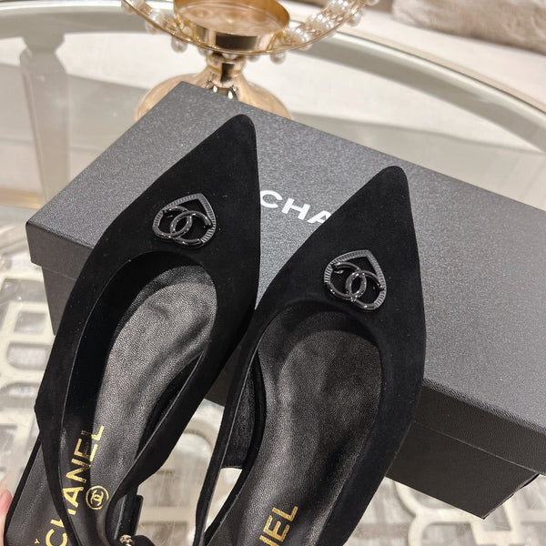 CC 25C Slingback Flats in pelle scamosciata nera 213332
